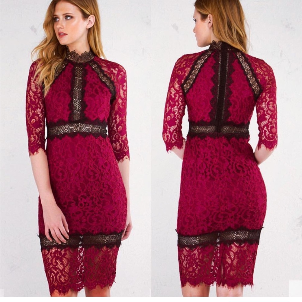 Merlot & Black lace Alexis Style dress M